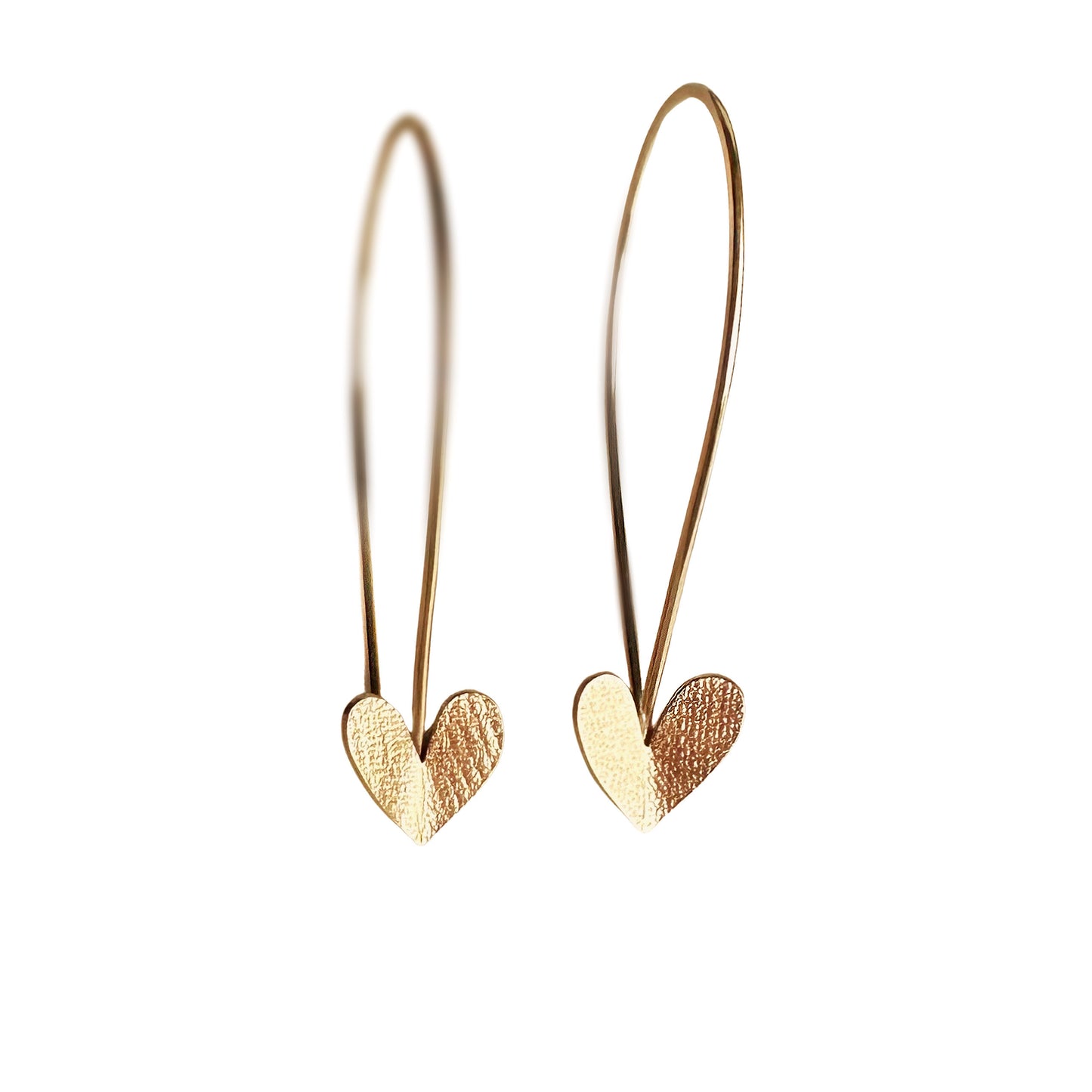 Heart threader hoop earrings in gold