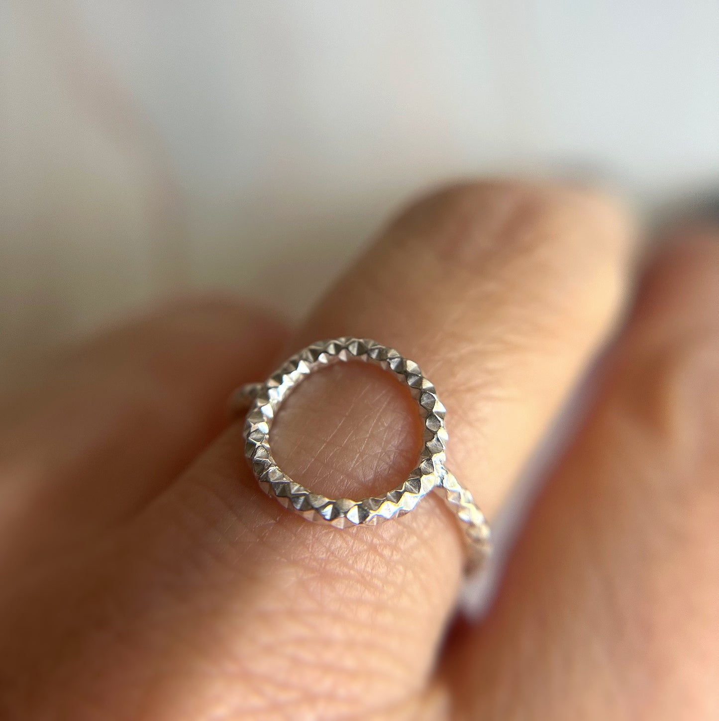silver disco ball circle ring