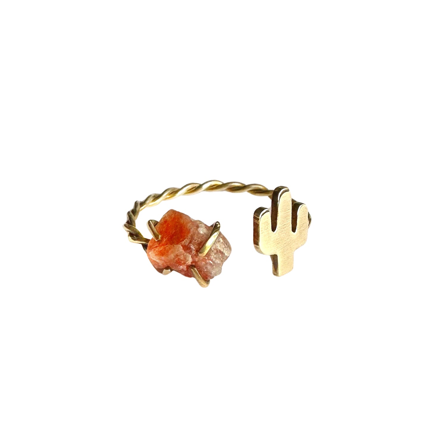 saguaro cactus and sunstone wrap around ring
