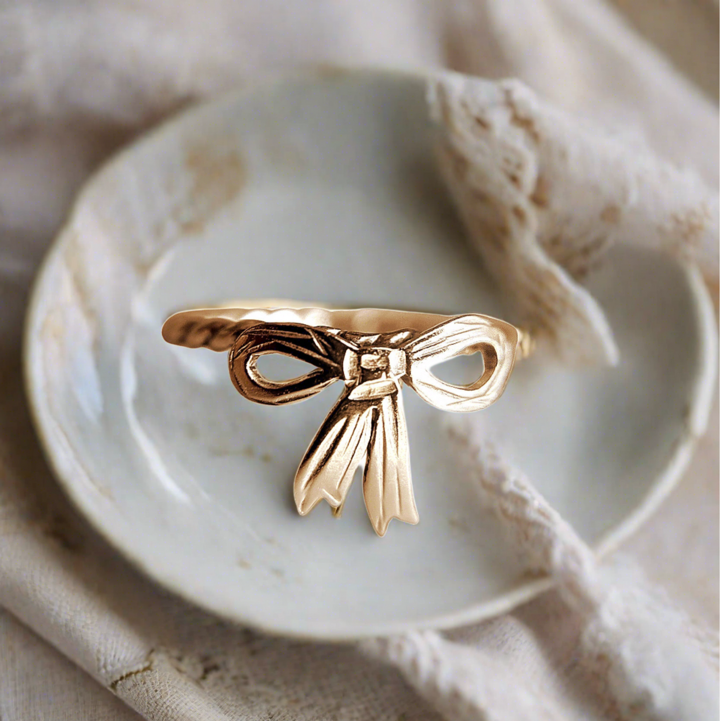 gold bow ring coquette core aesthetic