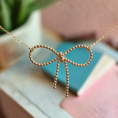 Beaded Bow Pendant Necklace