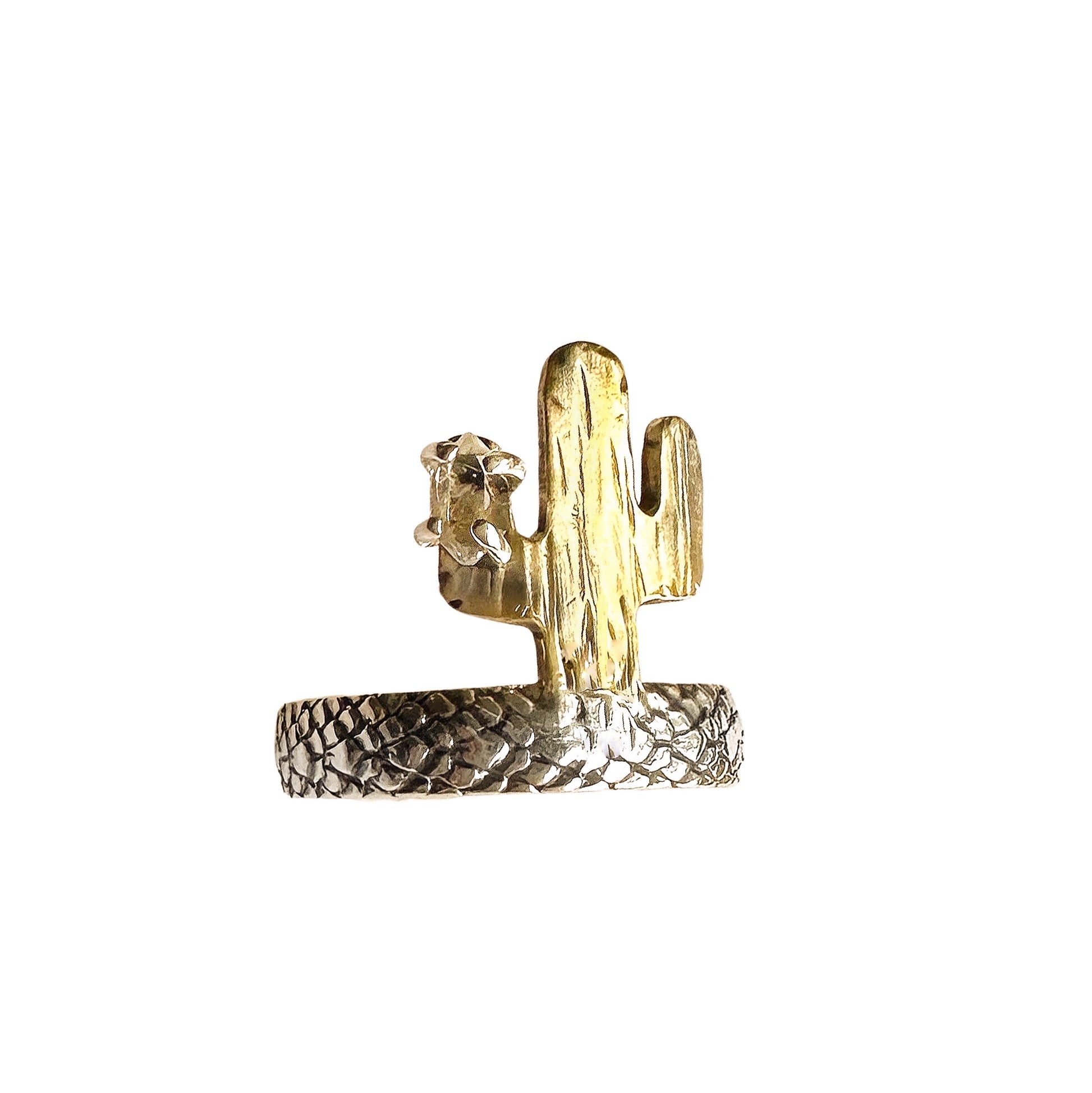 Saguaro Cactus Ring with Herkimer Diamond