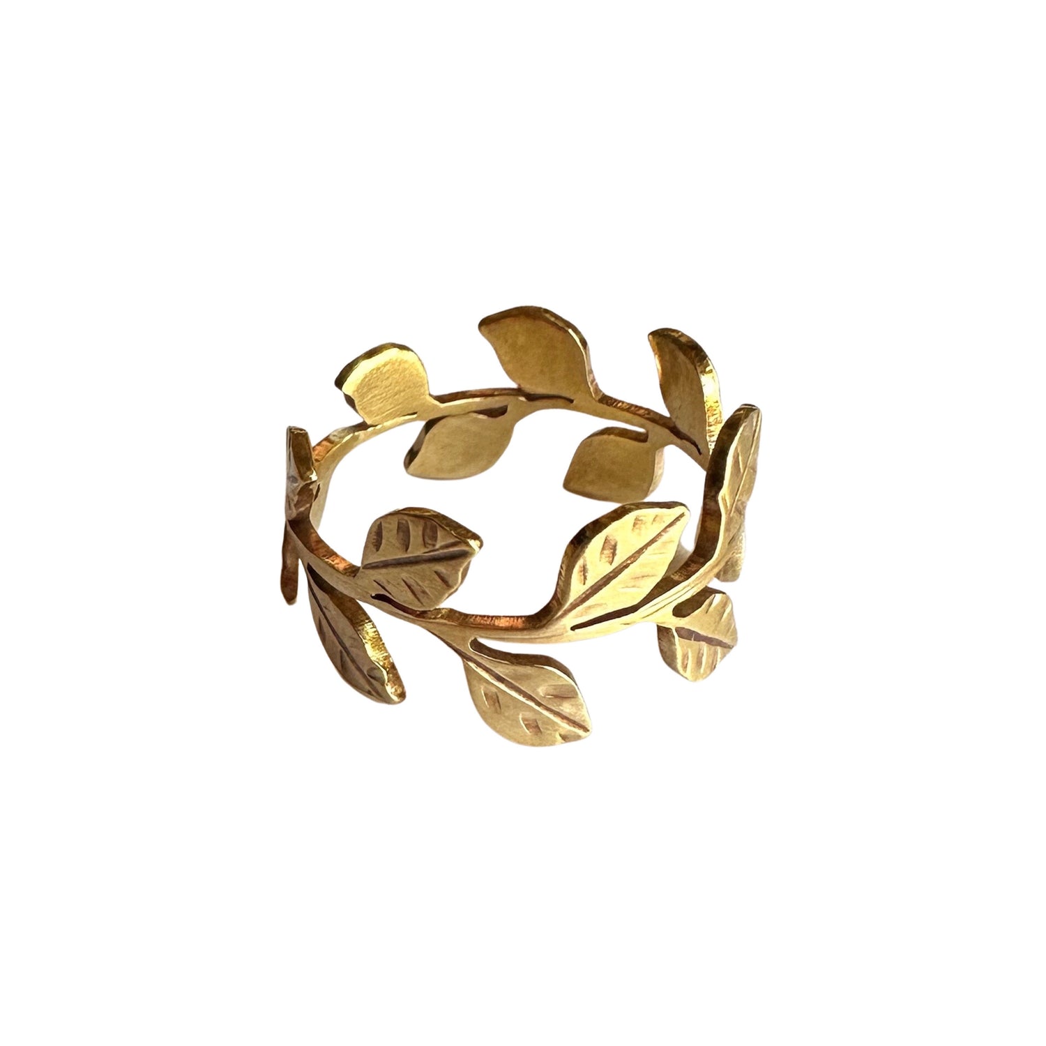 gold vine and leaf ring