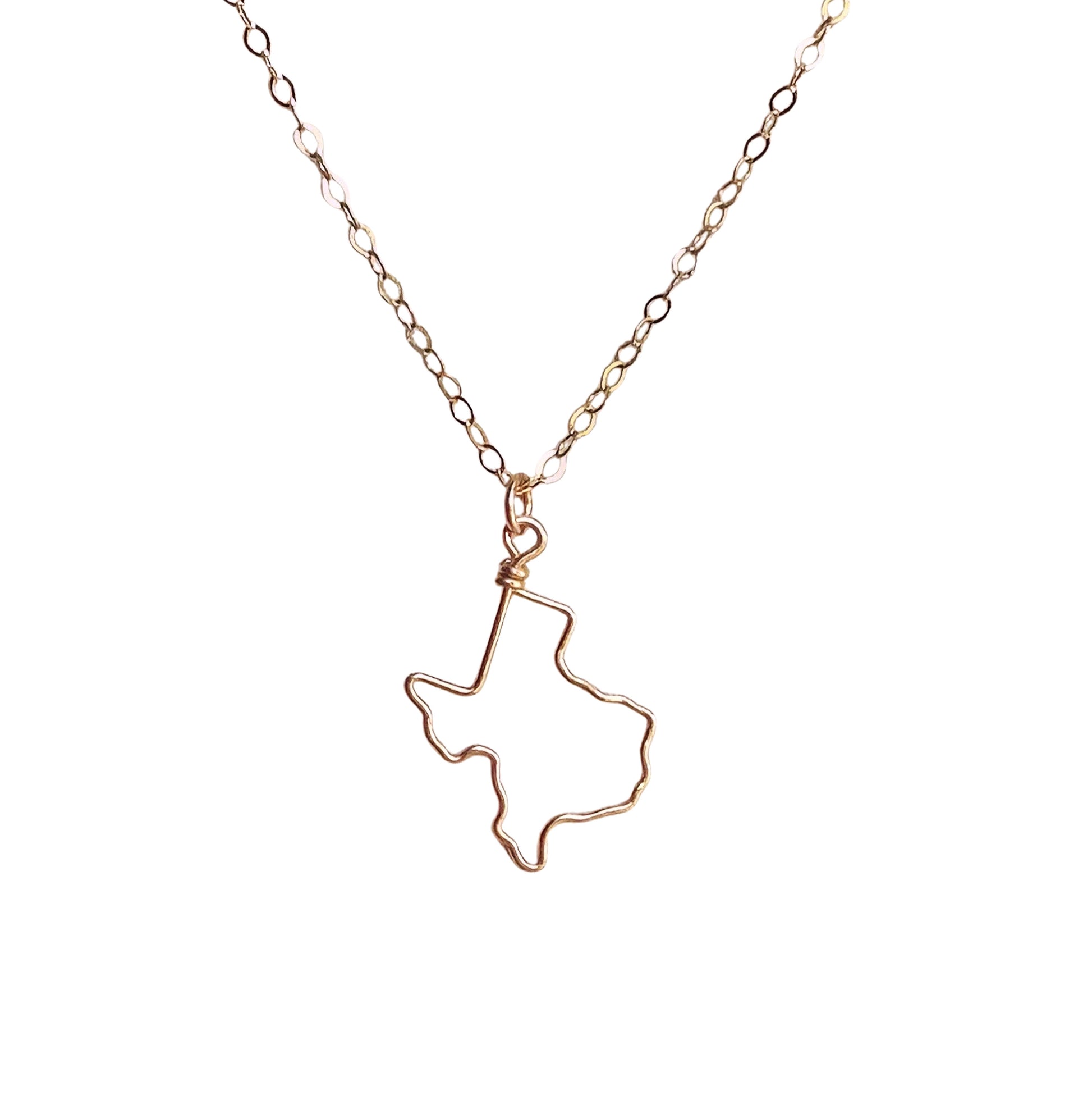 Texas outline necklace texas necklace in gold on delicate gold chain