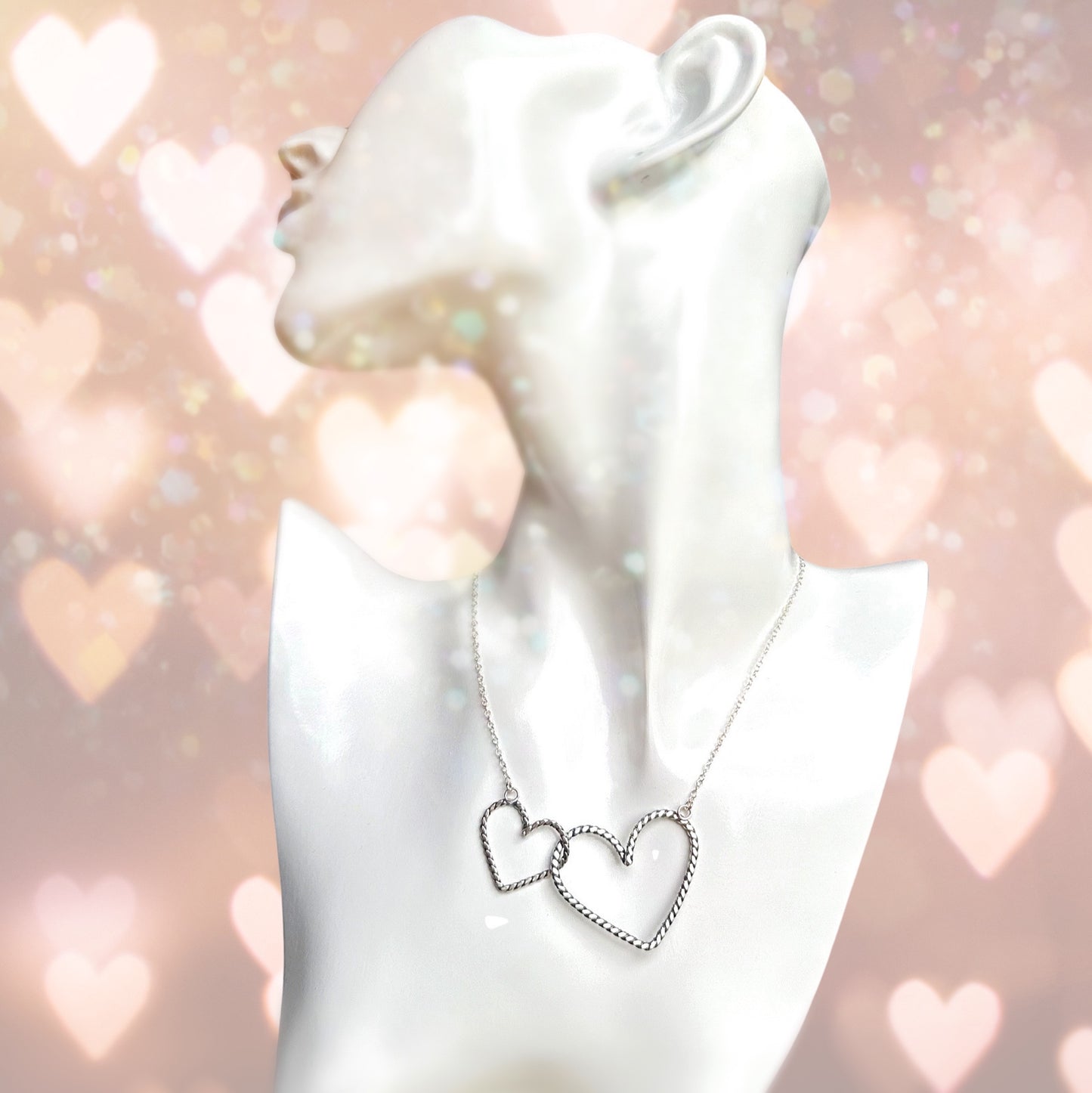 Double Heart Interlocked Necklace